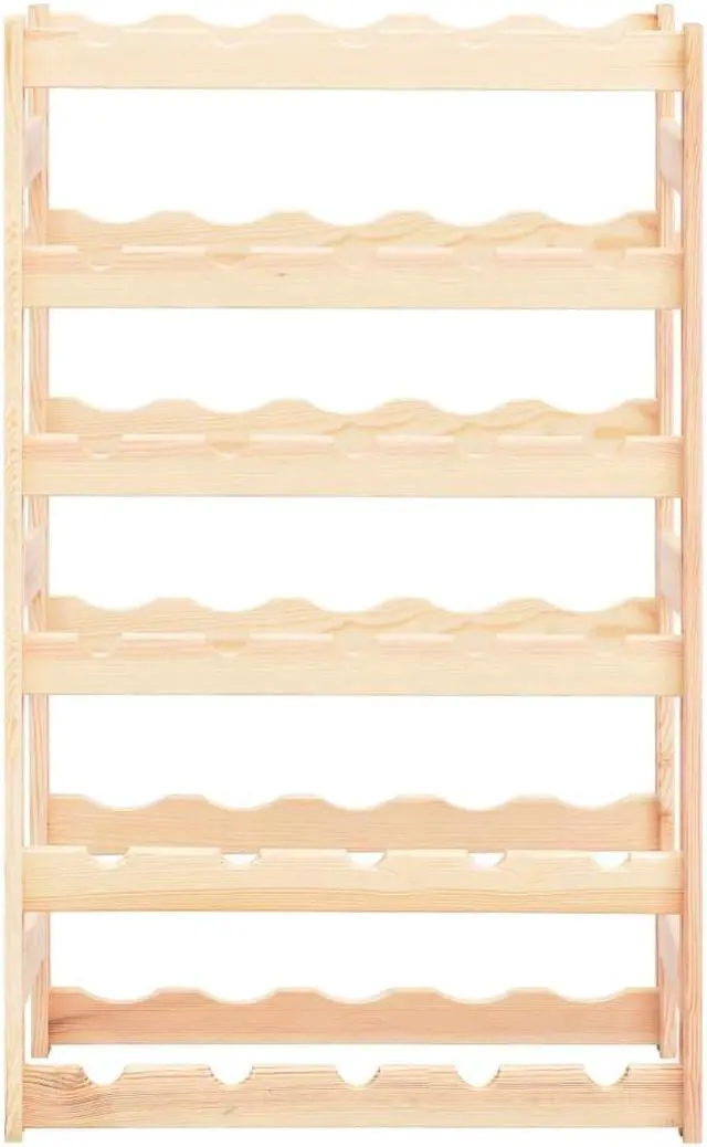 Alt view image 9 of 12 - vidaXL Wine Rack for 30 Bottles Pinewood