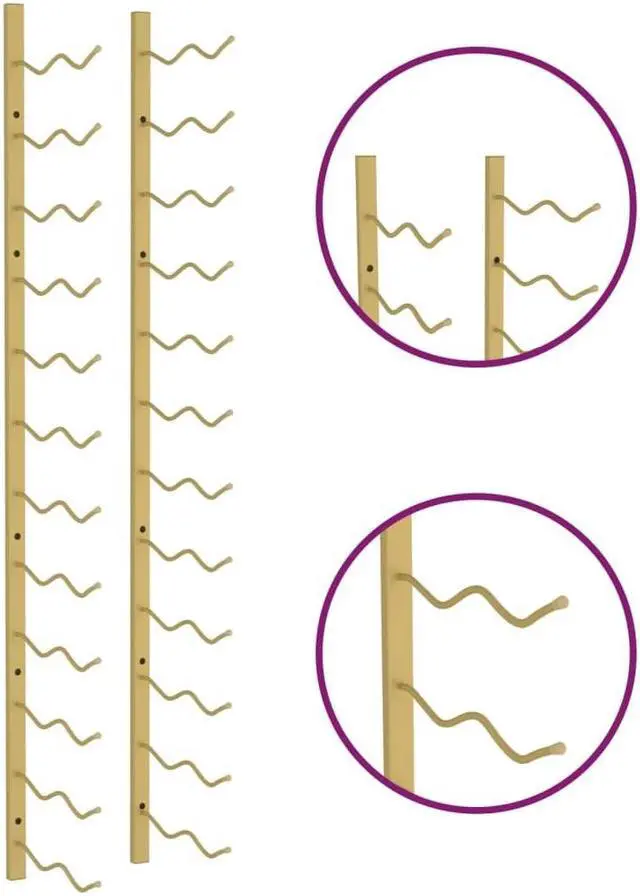 Alt view image 5 of 6 - vidaXL Wall Mounted Wine Rack for 24 Bottles Wall Wine Rack Shelf Gold Iron