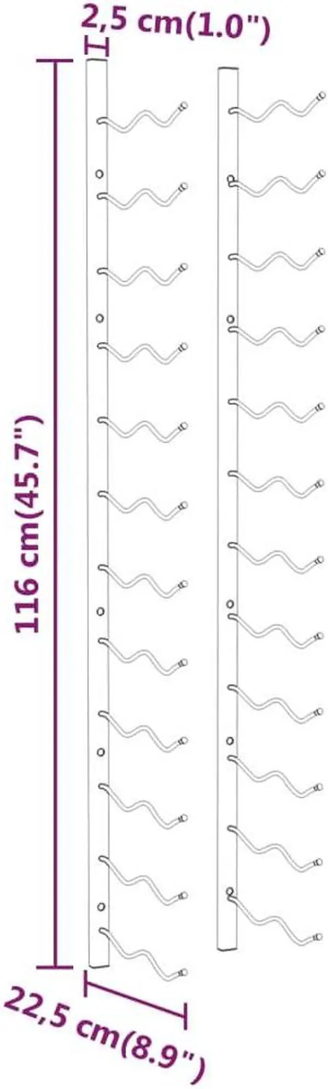 Alt view image 6 of 6 - vidaXL Wall Mounted Wine Rack for 24 Bottles Wall Wine Rack Shelf Gold Iron