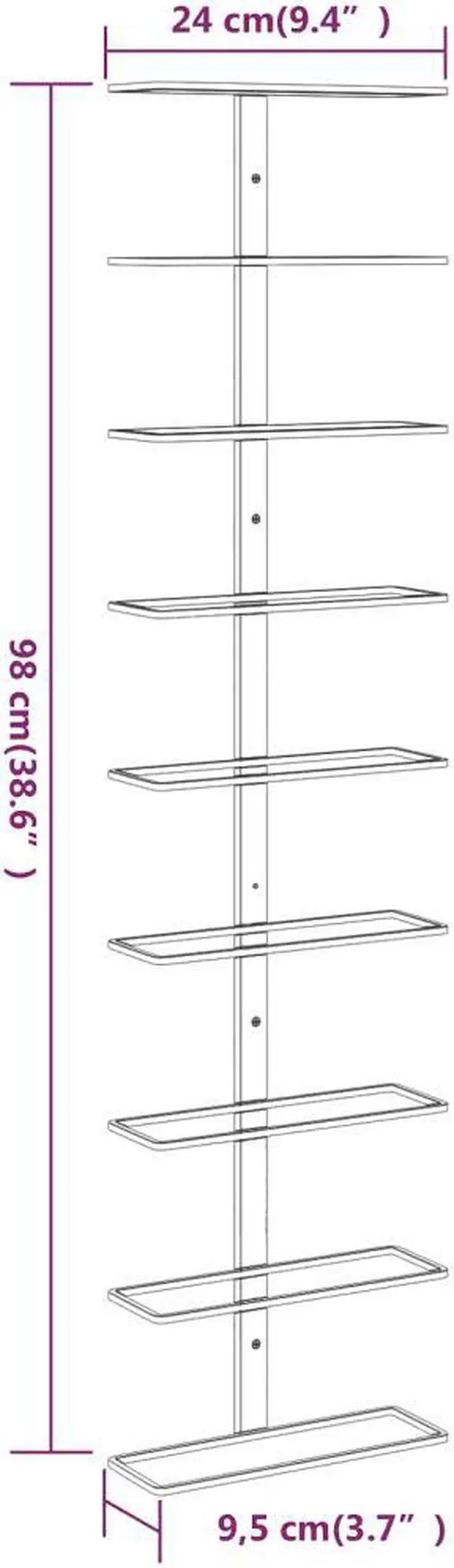 Alt view image 4 of 4 - vidaXL Wall-mounted Wine Rack for 9 Bottles Wine Bottle Holder 2 Pcs White Iron