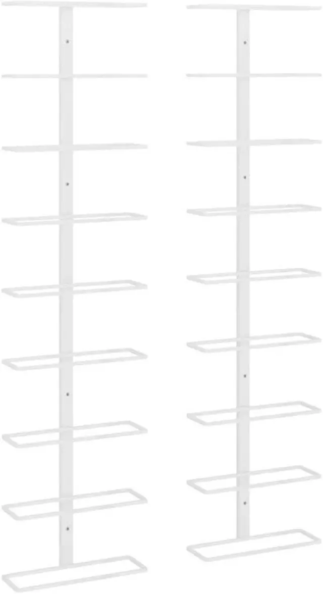 Alt view image 2 of 4 - vidaXL Wall-mounted Wine Rack for 9 Bottles Wine Bottle Holder 2 Pcs White Iron