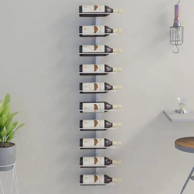Main image of vidaXL Wall-mounted Wine Rack for 10 Bottles Wine Bottle Holder White Metal