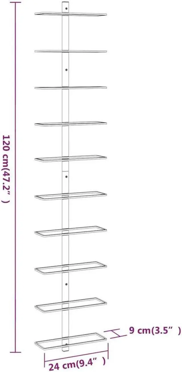 Alt view image 4 of 5 - vidaXL Wall-mounted Wine Rack for 10 Bottles Bottle Holder 2 Pcs White Metal