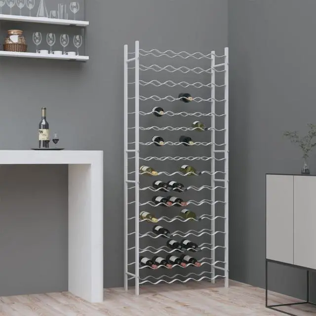 Alt view image 7 of 7 - vidaXL Wine Rack for 96 Bottles Storage Wine Bottle Holder Stand White Metal