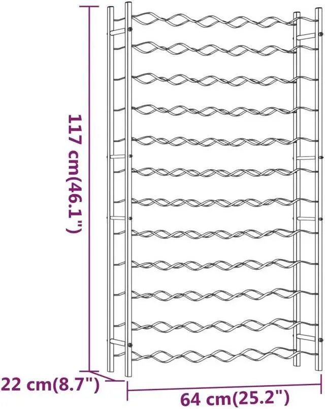 Alt view image 4 of 6 - vidaXL Wine Rack for 72 Bottles Storage Wine Bottle Holder Stand Gold Metal