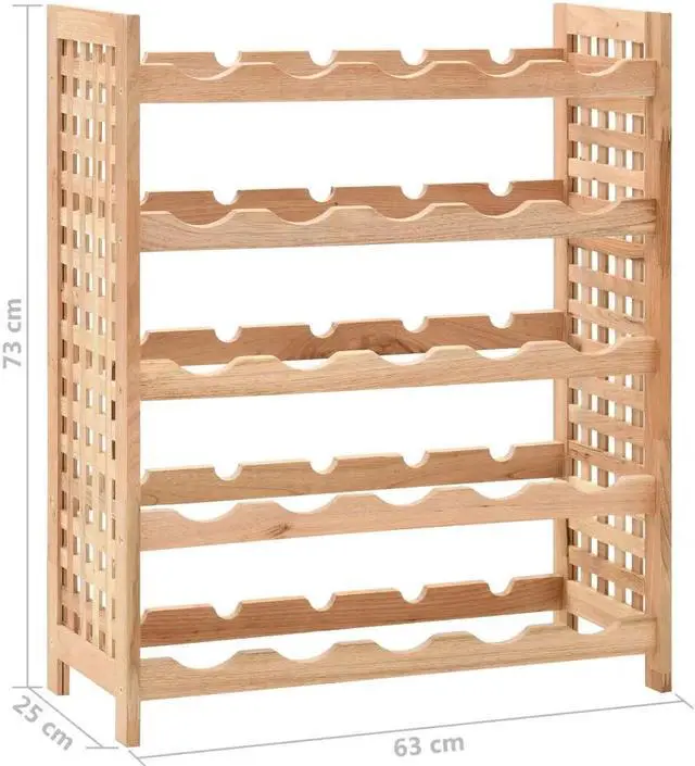 Alt view image 12 of 14 - vidaXL Wine Rack for 25 Bottles Solid Walnut Wood 24.8"x9.8"x28.7"