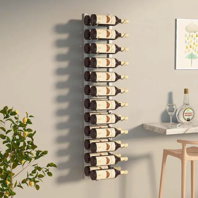 Main image of vidaXL Wall Mounted Wine Rack for 24 Bottles Wall Wine Rack Shelf White Iron