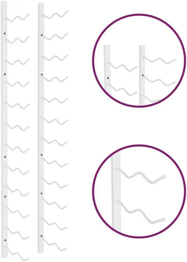 Alt view image 5 of 6 - vidaXL Wall Mounted Wine Rack for 24 Bottles Wall Wine Rack Shelf White Iron
