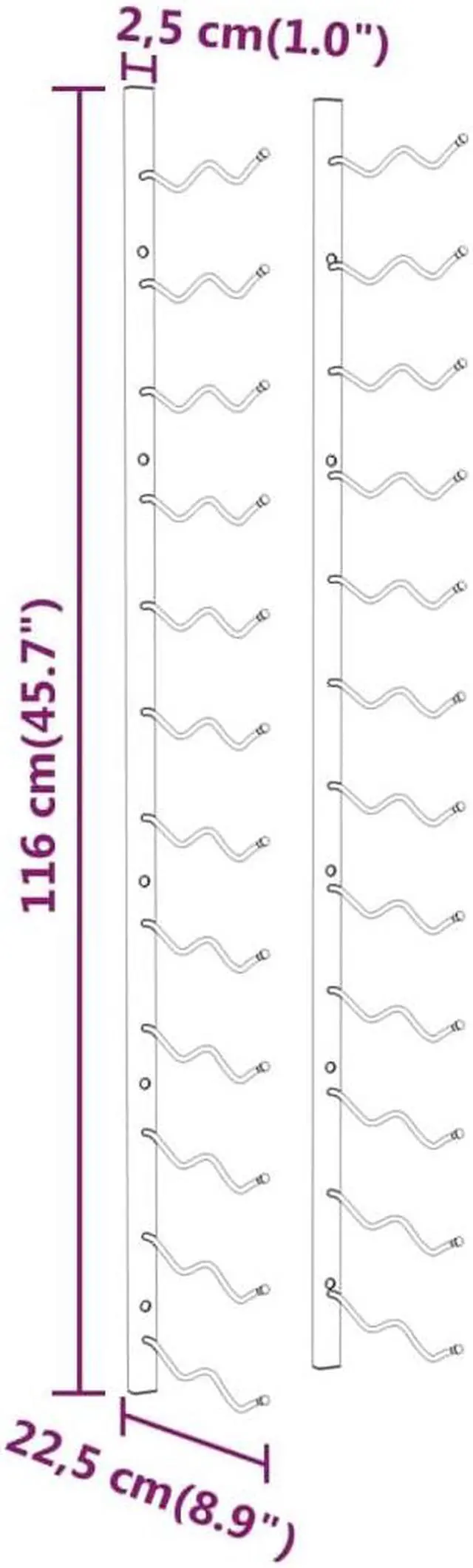 Alt view image 6 of 6 - vidaXL Wall Mounted Wine Rack for 24 Bottles Wall Wine Rack Shelf White Iron