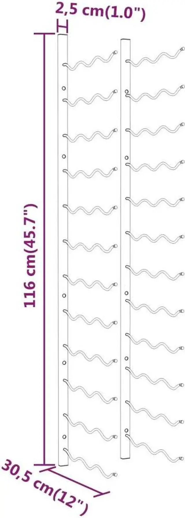 Alt view image 4 of 6 - vidaXL Wall Mounted Wine Rack for 36 Bottles Wall Wine Rack Shelf Gold Iron