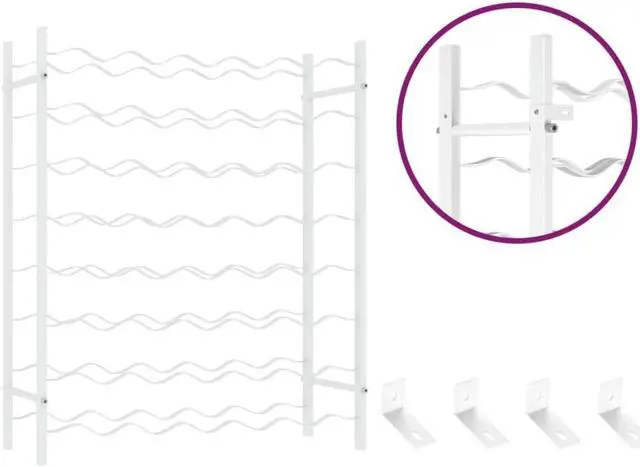 Alt view image 3 of 6 - vidaXL Wine Rack for 48 Bottles Storage Wine Bottle Holder Stand White Metal