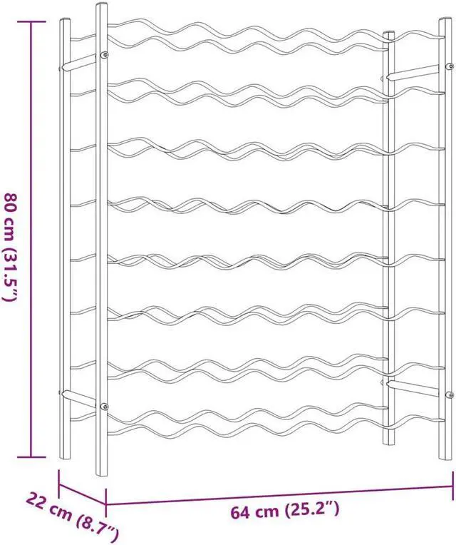 Alt view image 4 of 6 - vidaXL Wine Rack for 48 Bottles Storage Wine Bottle Holder Stand White Metal