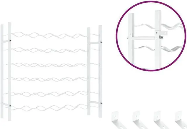 Alt view image 3 of 5 - vidaXL Wine Rack for 36 Bottles Storage Wine Bottle Holder Stand White Metal