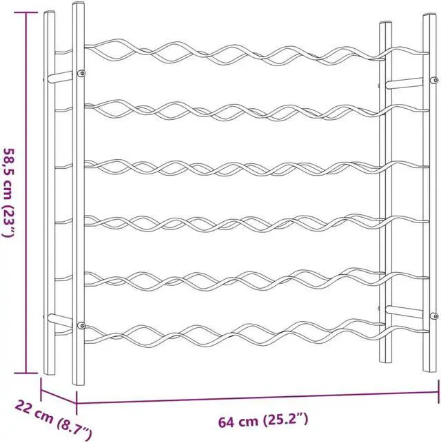 Alt view image 4 of 5 - vidaXL Wine Rack for 36 Bottles Storage Wine Bottle Holder Stand White Metal