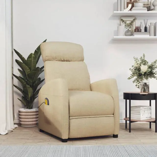 Main image of vidaXL Massage Chair Electric Massaging Recliner Chair for Elderly Cream Fabric