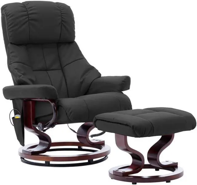 Alt view image 6 of 7 - vidaXL Recliner Swiveling Massage Recliner Chair Gray Faux Leather and Bentwood