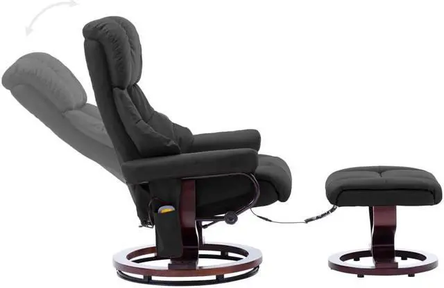 Alt view image 7 of 7 - vidaXL Recliner Swiveling Massage Recliner Chair Gray Faux Leather and Bentwood