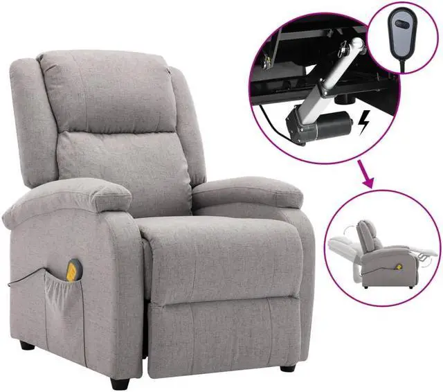 Alt view image 6 of 7 - vidaXL Massage Recliner Chair Reclining Chair for Elderly Light Gray Fabric