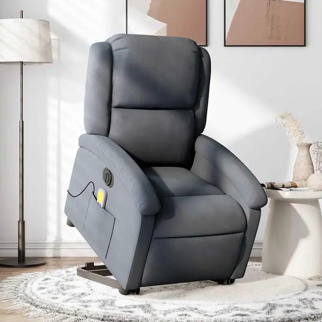 Main image of vidaXL Electric Stand up Massage Recliner Chair Armchair Dark Gray Velvet