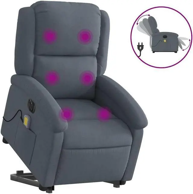Alt view image 2 of 7 - vidaXL Electric Stand up Massage Recliner Chair Armchair Dark Gray Velvet
