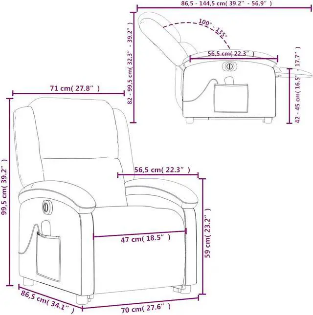Alt view image 4 of 7 - vidaXL Electric Stand up Massage Recliner Chair Armchair Dark Gray Velvet