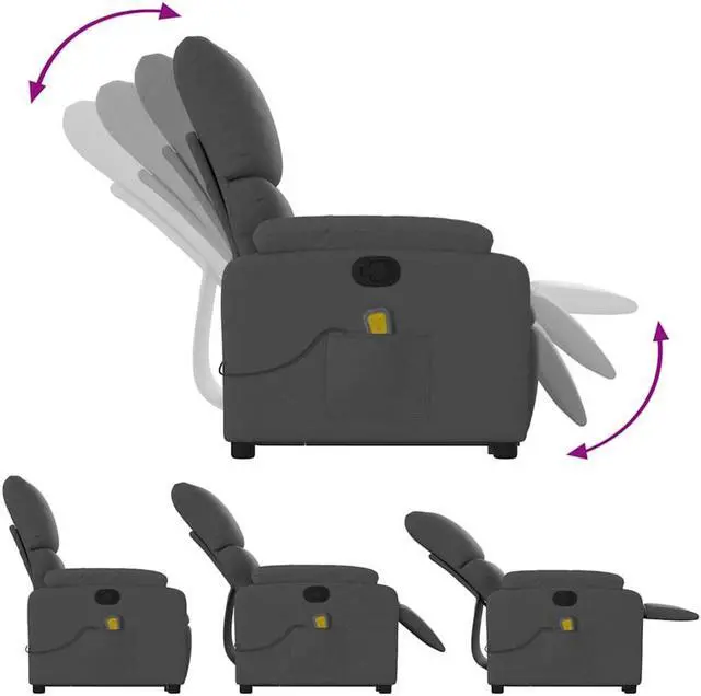 Alt view image 5 of 5 - vidaXL Stand up Massage Recliner Chair Power Lift Armchair Dark Gray Fabric