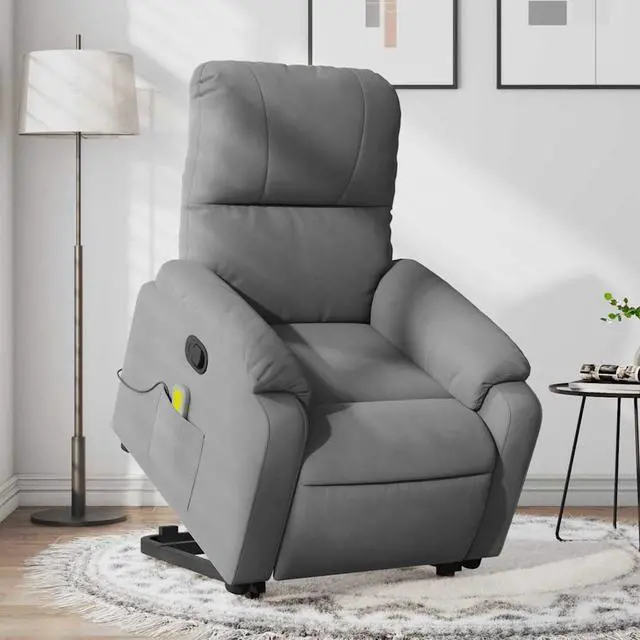 Main image of vidaXL Stand up Massage Recliner Chair Wingback Dark Gray Microfiber Fabric