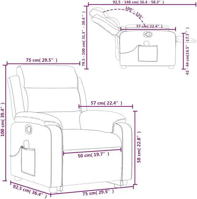 Alt view image 3 of 7 - vidaXL Stand up Massage Recliner Chair Power Lift Armchair Black Faux Leather