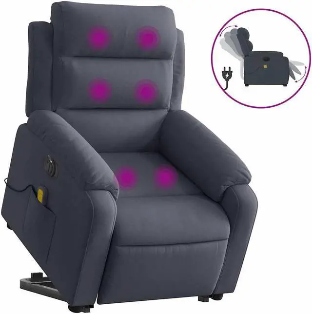Alt view image 2 of 7 - vidaXL Electric Stand up Massage Recliner Chair Armchair Dark Gray Velvet