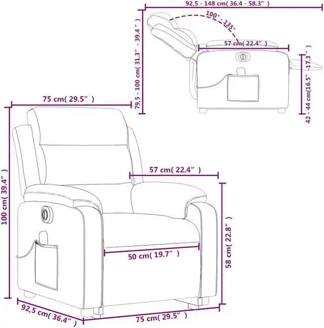 Alt view image 3 of 7 - vidaXL Electric Stand up Massage Recliner Chair Armchair Dark Gray Velvet