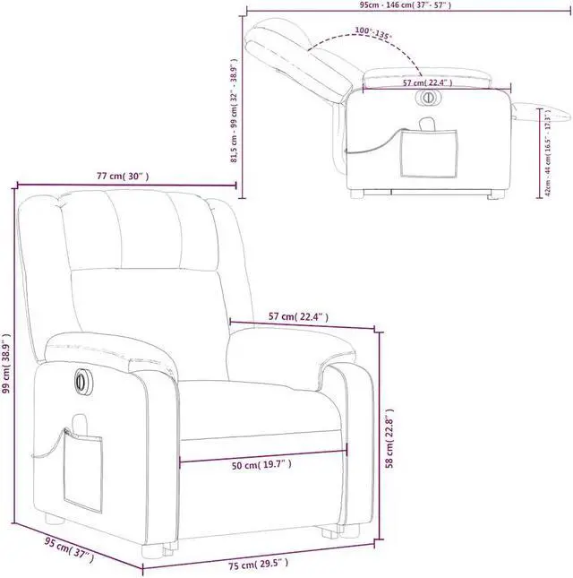 Alt view image 3 of 7 - vidaXL Electric Stand up Massage Recliner Chair Armchair Cream Faux Leather