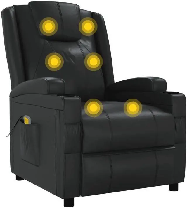 Alt view image 3 of 7 - vidaXL Massage Chair Adjustable Reclining Seating Furniture Black Faux Leather