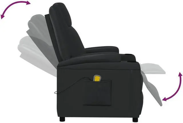 Alt view image 7 of 7 - vidaXL Massage Chair Adjustable Reclining Seating Furniture Black Faux Leather