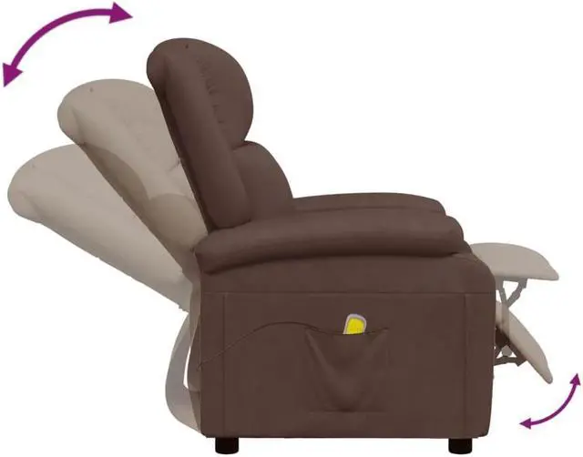 Alt view image 3 of 7 - vidaXL Massage Chair Adjustable Reclining Seating Furniture Brown Faux Leather
