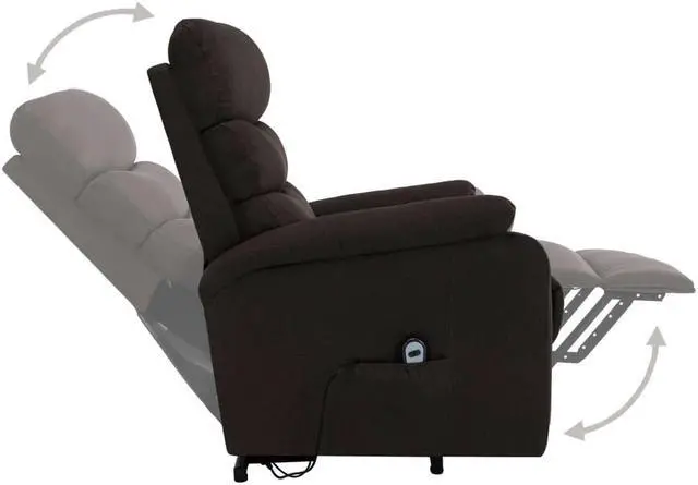 Alt view image 2 of 6 - vidaXL Power Lift Recliner Electric Lift Chair for Elderly Dark Brown Fabric