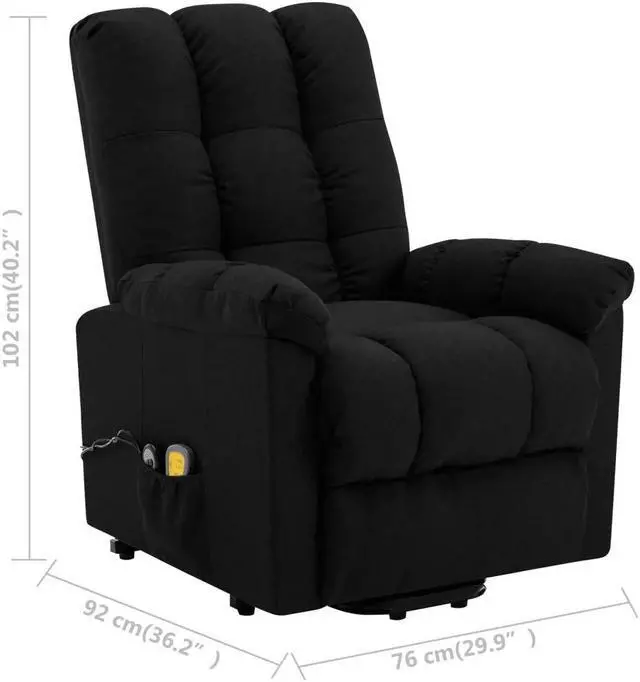 Alt view image 3 of 6 - vidaXL Power Lift Recliner Electric Lift Chair for Home Theater Black Fabric