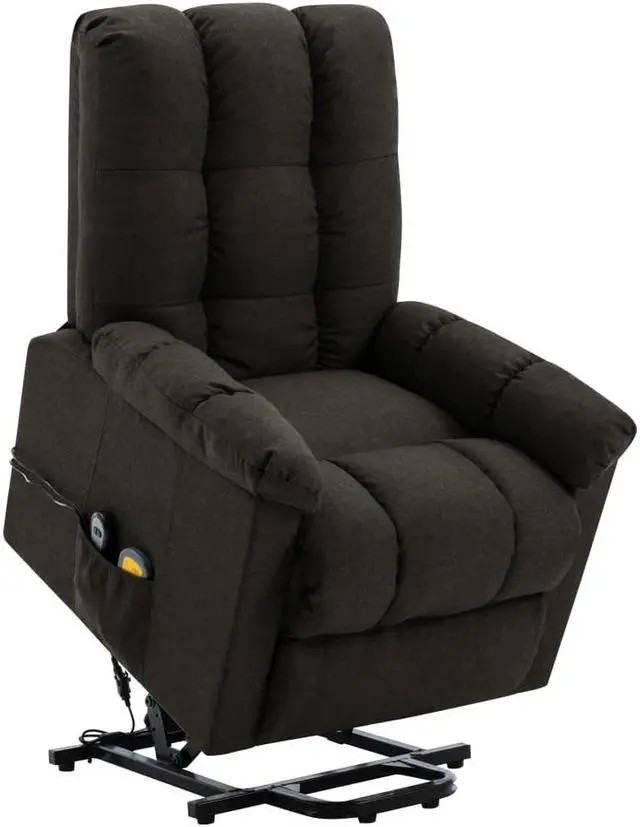 Main image of vidaXL Power Lift Recliner Electric Lift Chair for Elderly Dark Brown Fabric