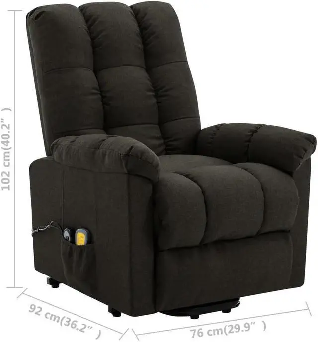 Alt view image 3 of 6 - vidaXL Power Lift Recliner Electric Lift Chair for Elderly Dark Brown Fabric