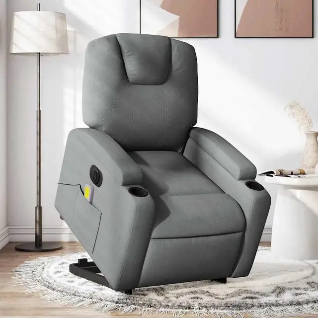 Main image of vidaXL Electric Stand up Massage Recliner Chair Armchair Dark Gray Fabric