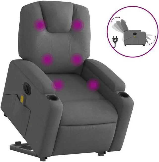 Alt view image 2 of 7 - vidaXL Electric Stand up Massage Recliner Chair Armchair Dark Gray Fabric