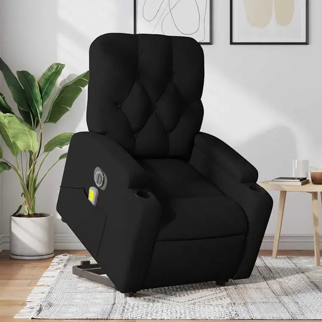 Main image of vidaXL Electric Stand up Massage Recliner Chair Power Lift Armchair Black Fabric