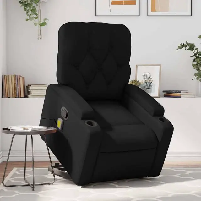 Main image of vidaXL Stand up Massage Recliner Chair Power Lift Armchair Black Faux Leather