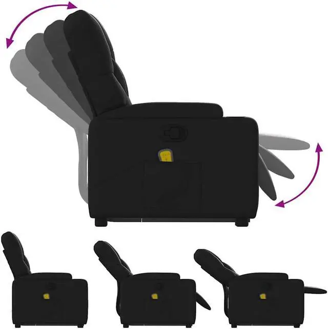 Alt view image 5 of 7 - vidaXL Stand up Massage Recliner Chair Power Lift Armchair Black Faux Leather