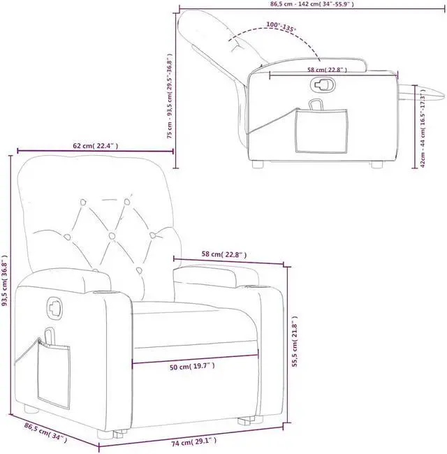Alt view image 3 of 7 - vidaXL Stand up Massage Recliner Chair Power Lift Armchair Black Faux Leather