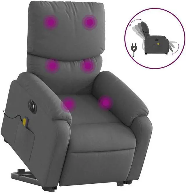 Alt view image 2 of 7 - vidaXL Electric Stand up Massage Recliner Chair Armchair Dark Gray Fabric
