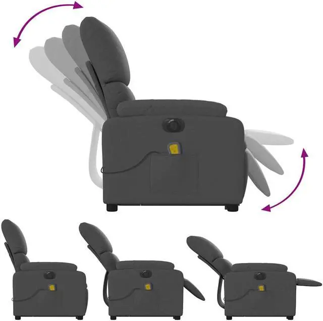 Alt view image 5 of 7 - vidaXL Electric Stand up Massage Recliner Chair Armchair Dark Gray Fabric