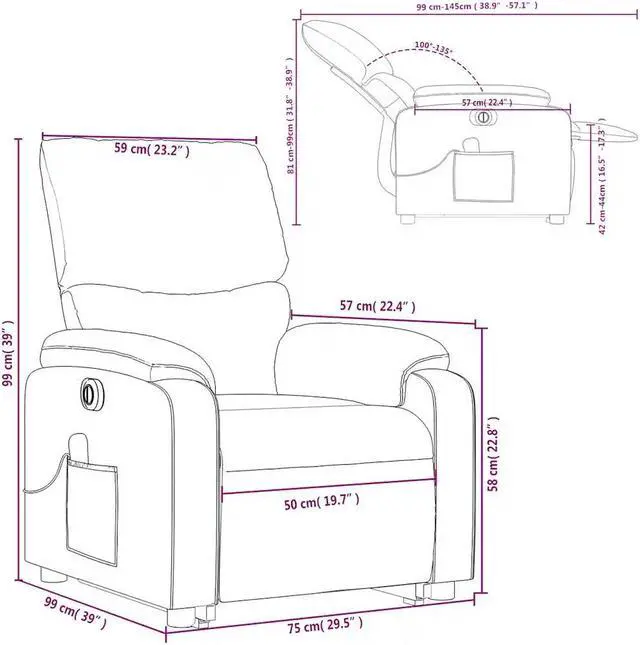 Alt view image 3 of 7 - vidaXL Electric Stand up Massage Recliner Chair Armchair Dark Gray Fabric