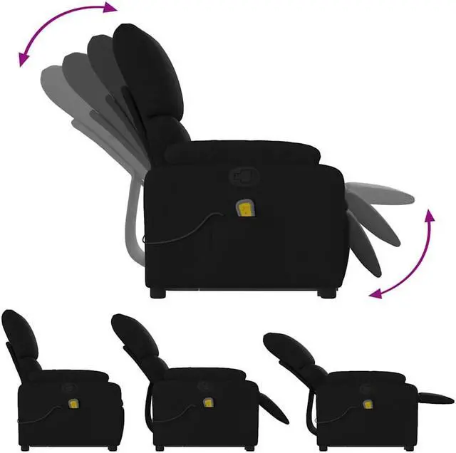 Alt view image 5 of 7 - vidaXL Stand up Massage Recliner Chair Power Lift Wingback Armchair Black Fabric