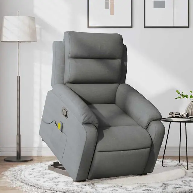 Main image of vidaXL Stand up Massage Recliner Chair Power Lift Armchair Dark Gray Fabric