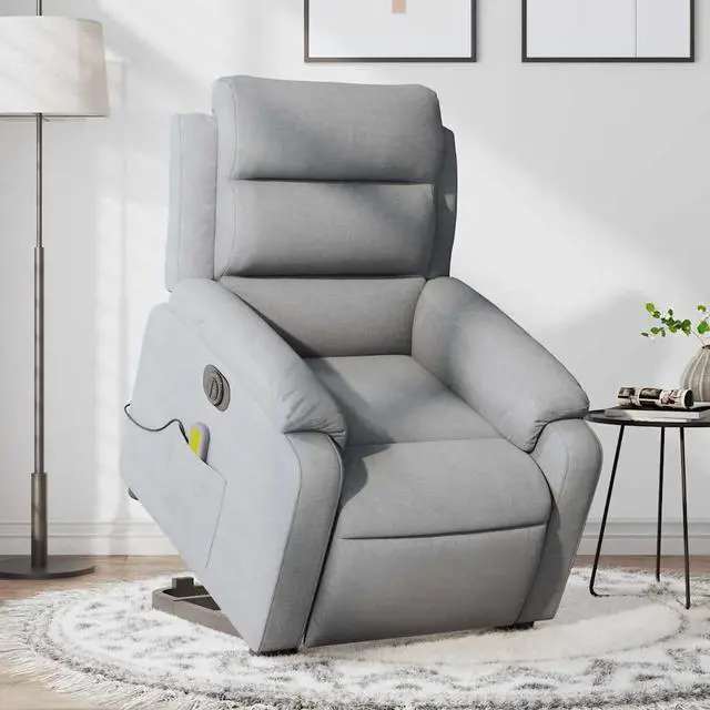 Main image of vidaXL Electric Stand up Massage Recliner Chair Armchair Light Gray Fabric